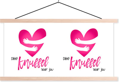 Posterhanger incl. Poster 120x60 cm - Schoolplaat - Beterschap - Quote - Knuffels - Textielposter - Blanke latten