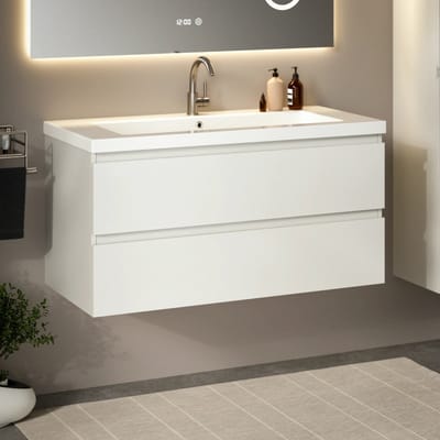 Mirlux Badkamermeubel Glanzend Wit 100 cm - Wastafel Wit - Badmeubel set - Wastafelmeubel Glanzend Wit
