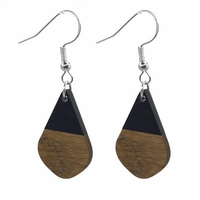 Oorbellen-Hout-Zilver-Bruin-Zwart Mignon -Charme Bijoux