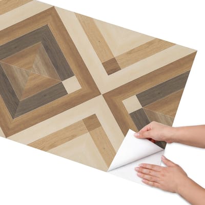 Coloray Meubel Wrap Folie - Bruin Meubelfolie - 65x130 cm - Meubel Wrap Folie Houten mozaïek - Plakfolie Meubels - Geometrische Meubelfolie - Decoratiefolie Zelfklevend - Slaapkamer decoratie - Texturen