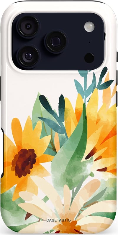 Casetastic hoesje geschikt voor Apple iPhone 17 Pro - MagSafe - Dubbellaagse bescherming - Zomergloed - Fashion Case - Wit Crème Saliegroen Goud