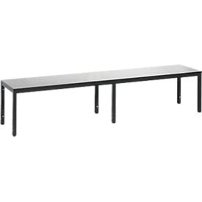 Kleedbank Basic Plus, voor vochtige ruimtes, zonder rugleuning, 6-poots onderstel zwartgrijs RAL 7021, zonder schoenenrek, B 1960 mm, decor zilvergrijs