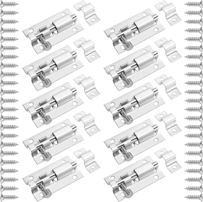 Robuuste RVS Deurslot Vergrendeling voor Interne Poort met Schroeven, 50 x 30 mm, 10 Stuks, Veilig en Duurzaam