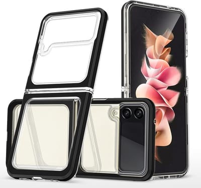 Hoesje Geschikt Voor Samsung Galaxy Z Flip 4 Hoesje met bumper - Shockproof case – Zwart / Transparant