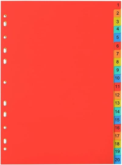 A4 Scheidingsbladen en Registers voor Mappen - 20 Delige Set