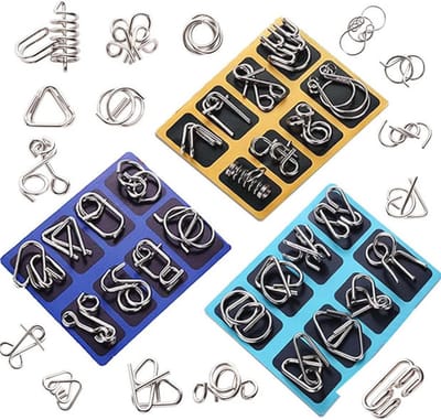 24 Stuks Metalen Puzzels Set - Breinbrekers en Denkspellen voor Kinderen en Volwassenen