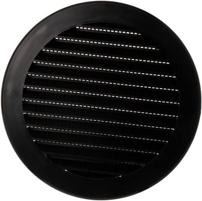 Rond Ventilatie Rooster 125mm met Insectenhor - Zwart