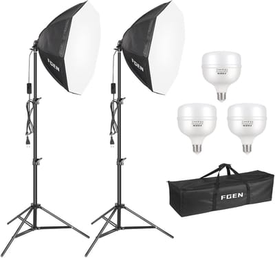 Verstelbare Softbox Fotostudio Set met E27 Fitting en Lichtstatieven voor Portret- en Productfotografie
