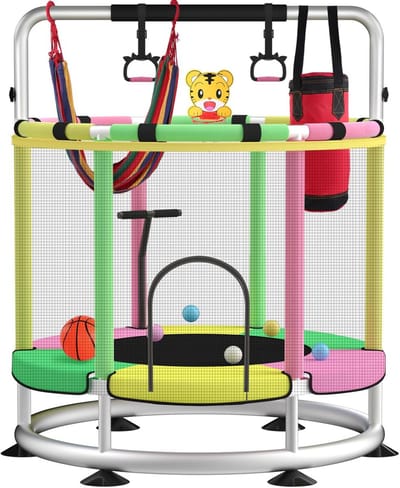 Kinder Trampoline met Basketbalhoepel - Verstelbaar en Veilig voor Binnen en Buiten