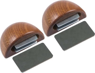 AMIG Deurstop/deurmagneet - 2x - D48mm - zelfklevend - mahonie - kunststof