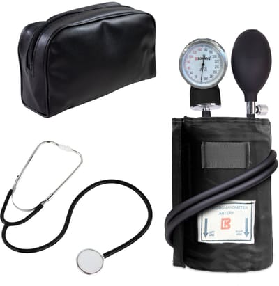 Mobiclinic TE-01 - Pack Handmatige armbloeddrukmeter & Stethoscoop - Set - Met hoes - Zwart