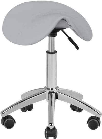 Cosmetische Ergonomische Zadelkruk AM-302 Grijs – Zonder Rugleuning – Verstelbaar – Op Wielen – Professionele Werkkruk