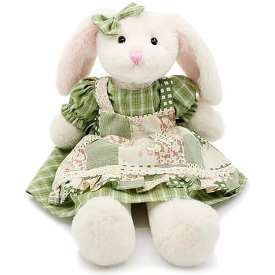Klein Zacht Knuffeldier Konijn met Retro Jurk Konijn Pluche Speelgoed voor Baby Meisjes Speelgoed Knuffel Poppen Pasen Verjaardag Cadeaus groen