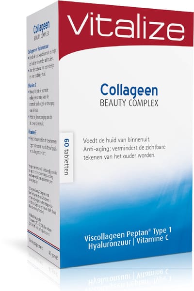 Vitalize Beauty Collageen Complex 60 tabletten | Vermindert rimpels en fijne lijntjes - Vermindert rimpels en fijne lijntjes