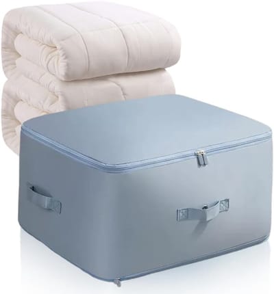Opbergtas Dekbed - Kleding Opbergdoos - Ruimte Besparen - Zelfcomprimerend Systeem - 54x42x30cm - Beige