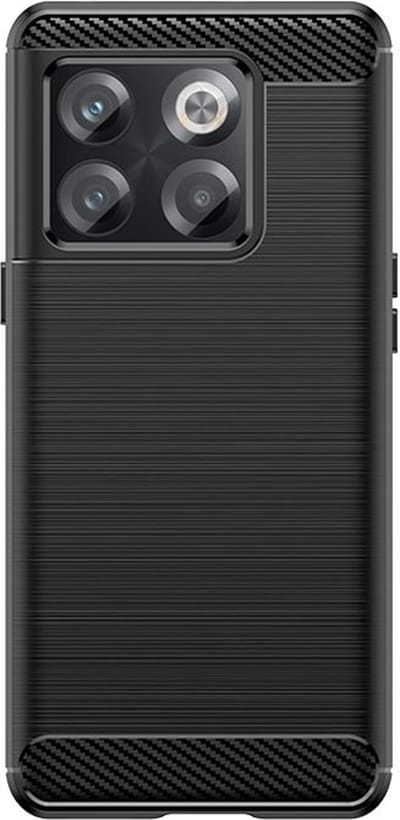MobyDefend Hoesje - Geschikt voor OnePlus 10T - TPU Backcover - Geborstelde Metaal & Carbon-Look - Zwart