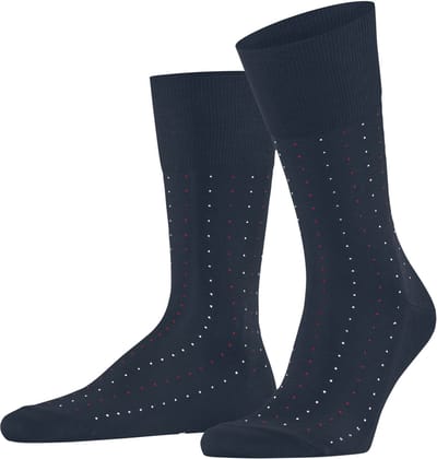 FALKE Tiago Dotted Line fijn lichte glans fil d'Ecosse katoen Sokken heren blauw - maat 39-40