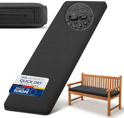 Beautissu Waterdicht Bankkussen Outdoor 100x50 cm – UV-bestendig, Onderhoudsvriendelijk, Wasbaar Tuinbankkussen Zitkussen – 5 cm dik Bankkussen met Afneembare Hoes – Tuinmeubels Kussen Antraciet QD-BK