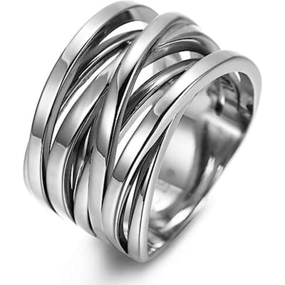 Huitan Metalen Vingerringen voor Vrouwen Moderne Mode Meisje Brede Ringen Dagelijkse Slijtage Statement Accessoires Bruiloft Sieraden Dropship 7 gray
