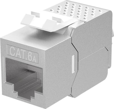 Pro Keystone module RJ45 CAT 6A STP slim-line: Keystone module RJ45 CAT 6A STP slanke uitvoering - Zilver - 0cm
