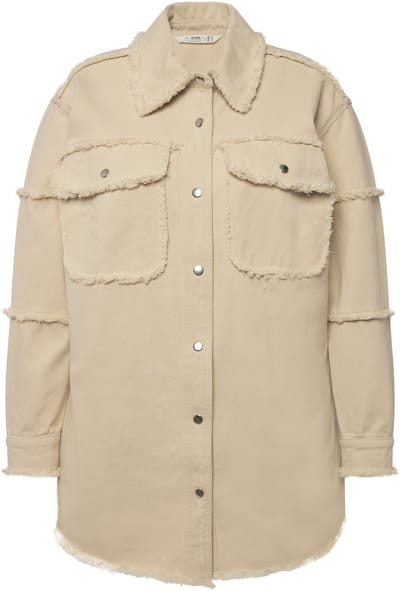 Angel of Style - Dames - Jas modieuze versieringen overhemdkraag lange mouwen - Zandbeige - Maat 54