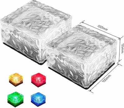 Meedeer Solar Grondspot(2 stuks Maat L ) - Solar Ice Cube LED-Licht-Tuinverlichting op zonne-energie-Kleur licht - Brick light - IP68 - (Size : 10cm X10cm X5.5cm)
