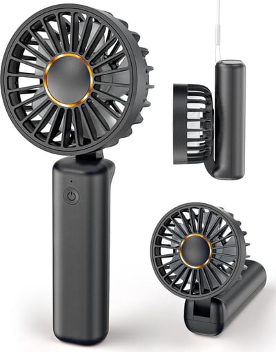 Draagbare handventilator, mini-bureauventilator, opvouwbaar, 1800mAh batterij, 180° draaihoek, 3 windsnelheden, ultrastil, tot 8 uur batterijduur, kleine persoonlijke koelventilator, make-up/wimperventilator
