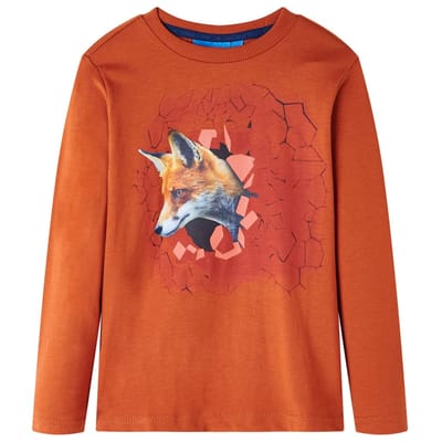 vidaXL - Kindershirt - met - lange - mouwen - 92 - lichtroestkleurig