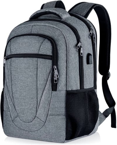 Wishdor Zwarte 17,3-inch Laptoprugzak – Grote Capaciteit, Waterdicht, Anti-Diefstal, USB-Poort, Comfortabel, Ideaal voor Werk, School en Reizen
