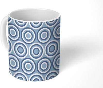 Mok - Koffiemok - Cirkel - Blauw - Patroon - Mokken - 350 ML - Beker - Koffiemokken - Theemok