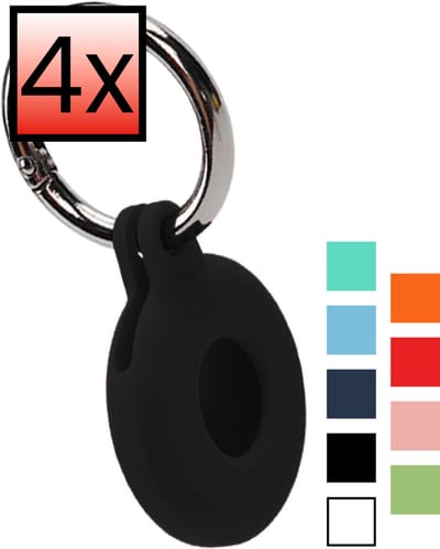 Hoesje Geschikt voor Apple AirTag 2 - Sleutelhanger Houder Siliconen Hoes - Hoes Geschikt voor Apple AirTag 2e generatie Hoesje - Zwart - 4 PACK