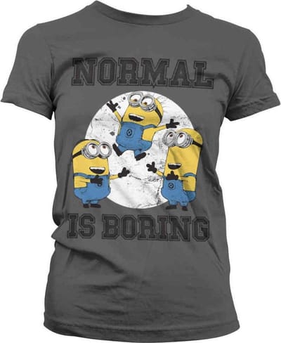 Minions Dames Tshirt -S- Normal Life Is Boring Grijs