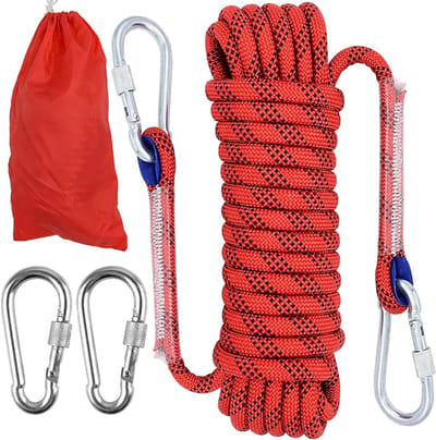 Dynamisch 10 mm klimtouw - nylon statisch touw voor reddingswerk, abseilen en outdoor activiteiten - inclusief 2 karabiners voor extra veiligheid