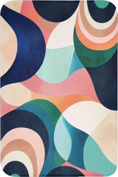 Badmat 60x90 cm - Antislip - Abstract - Blauw - Roze - Badmatten voor badkamer - Badkamermat - Douchemat - Badkamer mat