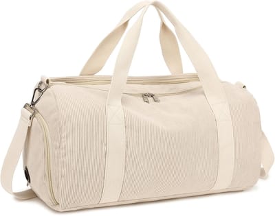 Thijox - Sporttas voor Dames en Heren, Grote Sporttas met Schoenenvak en Nat Vak, Ideaal voor Gym, Yoga, Reizen, Beige, 17.5x7.8x9.5 cm