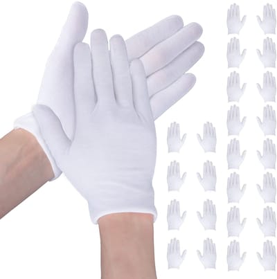 Katoenen handschoenen - 12 paar - 19 × 8.5 × 6.5cm - Dunne, ademende stof - Ideaal voor sieraden, tuinieren en fotografie - Unisex - Wasbaar - Herbruikbaar - Wit