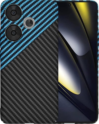 Hoesje geschikt voor Xiaomi Poco F6 - Techsuit Carbonite FiberShell Carbon Back Cover - Blauw/Zwart