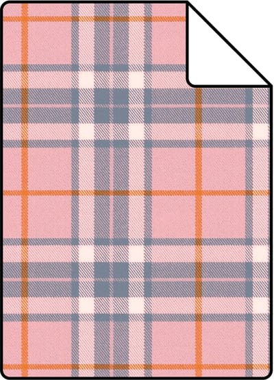 Proefstaal ESTAhome behang ruiten blauw en roze - 26.5 x 21 cm - 132026-S