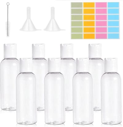 Reisflessen voor toiletartikelen - 100 ml navulbaar - set van 8 - spuitflessen en potten reisflesjes 100ml