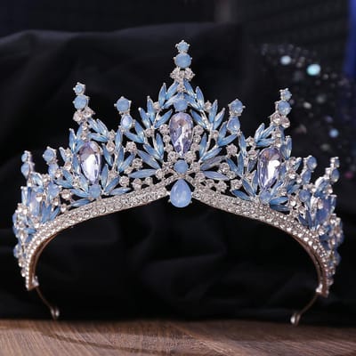 Barokke Luxe Grote Waterdruppel Kristal Opaal Tiara Voor Vrouwen Meisjes Bruiloft Bruids Verjaardagsfeest Kroon Haar Kleding Accessoire gray