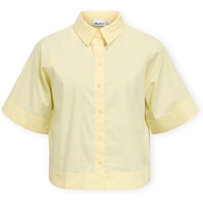 Overhemd Korte Mouw Object Paige Re Shirt - Pastel Yellow