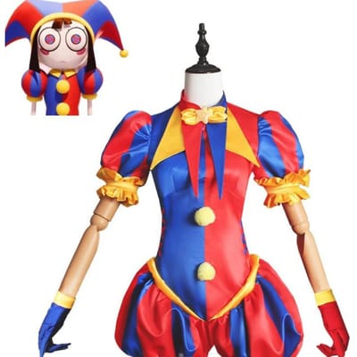 Het Verbazingwekkende Digitale Circus Pomni Cosplay Kostuum Cartoon Outfit Hoed Handschoenen Sokken voor Halloweenfeest Volwassenen S wit