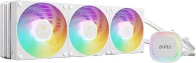 GAMDIAS RGB CPU Koeler 360mm Fans Liquid Cooler|Intel en AMD Processor Waterkoeler met ARGB LED Verlichting (Addressable)|Aura GL360V2 WH (Socket: 1200, 1700|AM5, AM4)