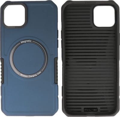 Hoesje Geschikt voor de iPhone 14 Plus - Schokbestendige Telefoonhoesje Geschikt voor MagSafe - Navy