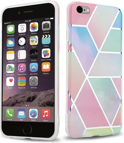 Cadorabo Hoesje geschikt voor Apple iPhone 6 PLUS / 6S PLUS in Regenboog Marmer No. 11 - Beschermhoes gemaakt van TPU siliconen Case Cover met mozaïek motief