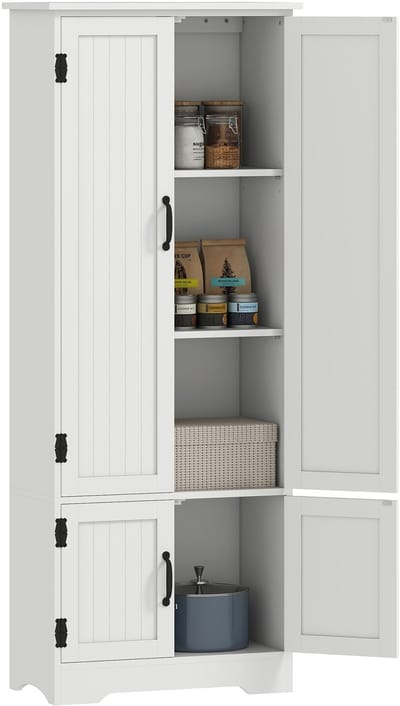HOMCOM Keukenkast - Hout - 60x30x153cm - Wit