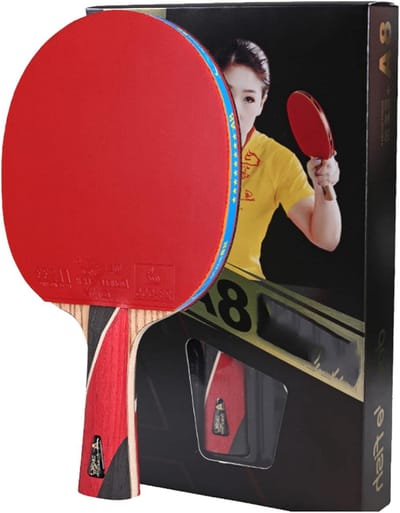 Tafeltennisracket - Penhouder racket - Competitie spelen - 3+2C Carbon bodemplaat - Lange steel - Zwart