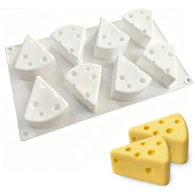 Kaas Siliconen Bakvorm 8 Holtes Driehoekige Siliconen Mousse Taart Chocolade Snoep Vorm voor Keuken white