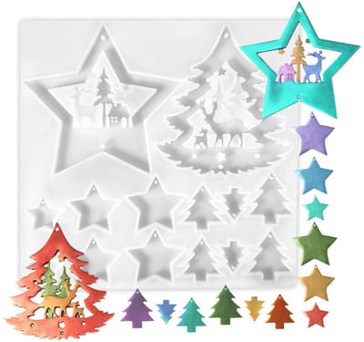 Solidchoice - Dailygoody - Kersthars mallen - Gieten ornament mallen - Creatieve decoratie voor kerst - 20 cm x 19,3 cm x 0,7 cm - Handgemaakte ambachten - Perfect
