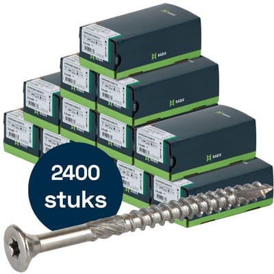 Radix Torx 20 Spaanplaatschroef - Platkop + Snijpunt - 5,0 x 60mm/35 - RVS - Deeldraad (2400 stuks) VOLLE DOOS!